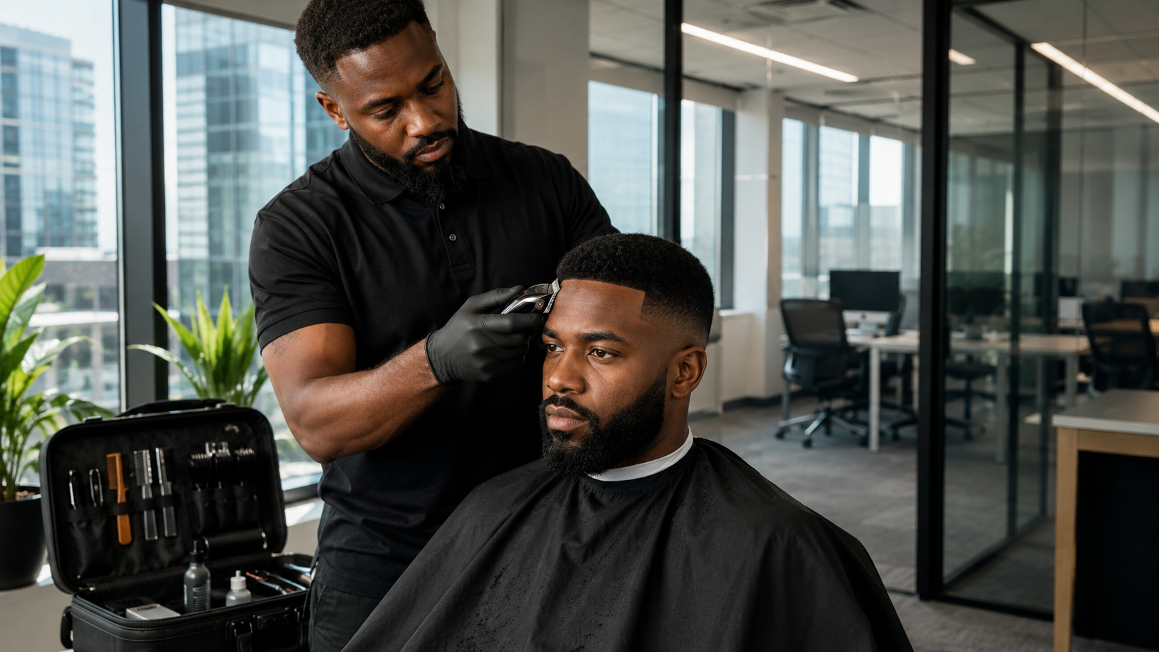 Mobile Barber Haircuts in Office